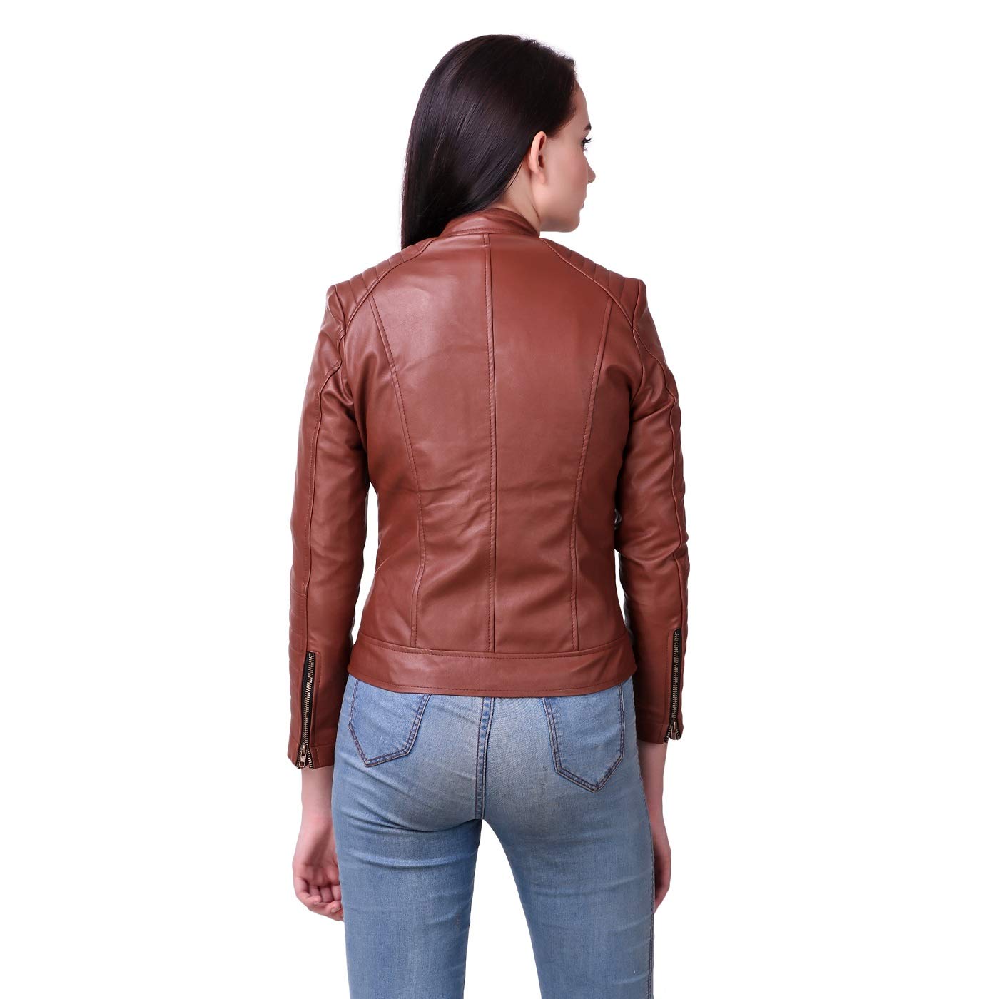 leather retail faux leather jacket for female