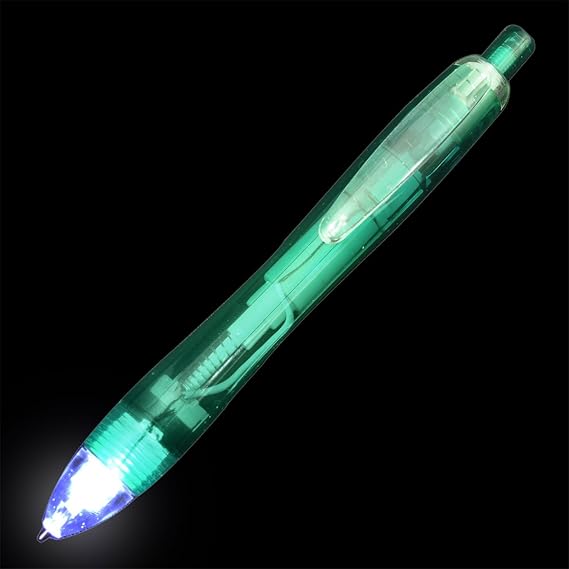 Green Light Tip Pen with White LED (Set of 12) Office
