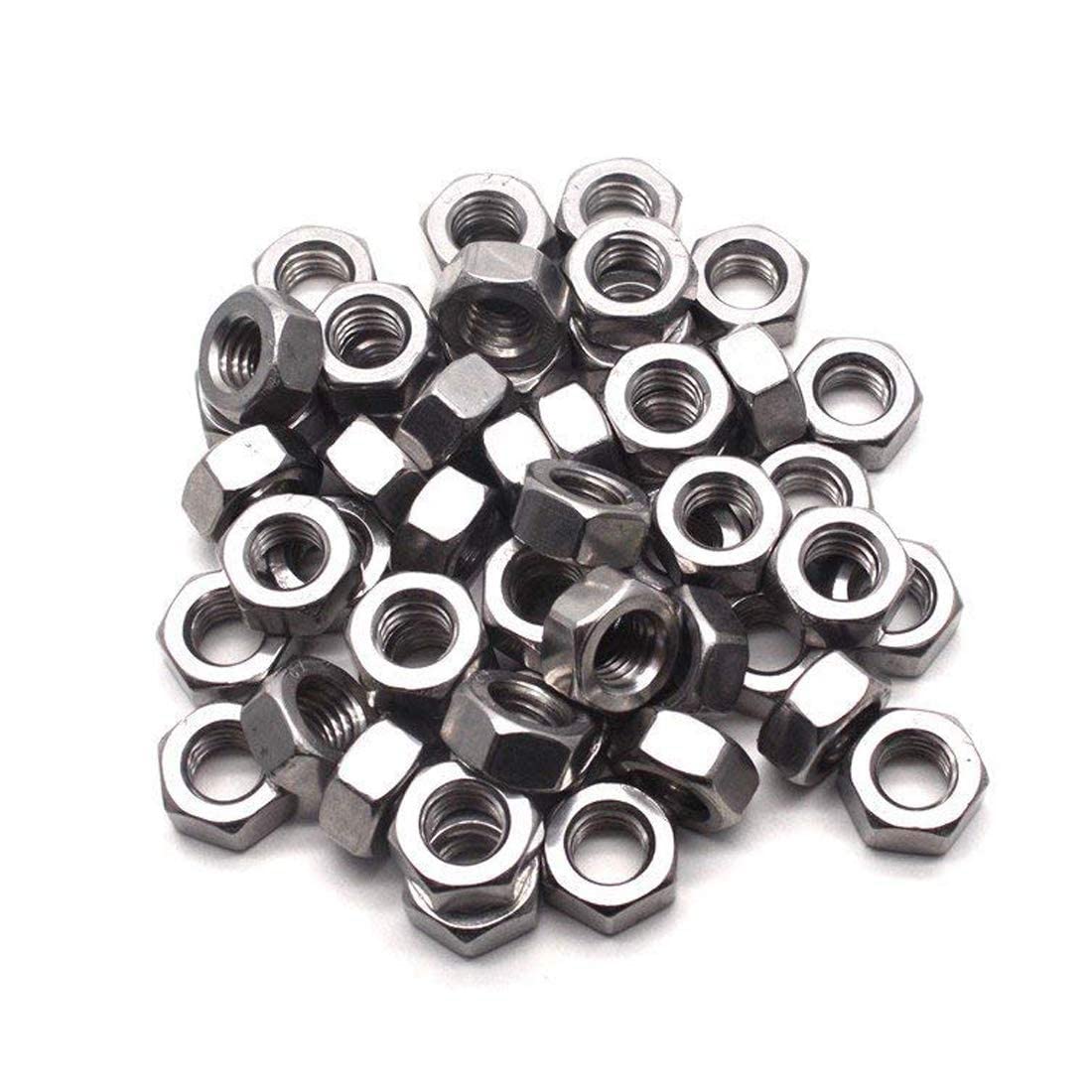 TERF M5 Hex Hexagon Nut M5 (5mm) Steel Hex Full Nuts - Pack of 100, Silver