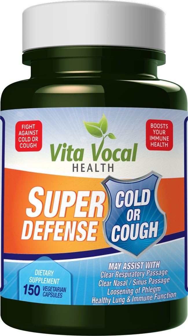 #1 Cold Relief Supplement Immune System Support, Sore Throat & Congestion ✭ with Echinacea and Others, Vitavocals Lung and Nasal Health, 150 Vegetarian Capsules ✭ Get Better in 1 Day!