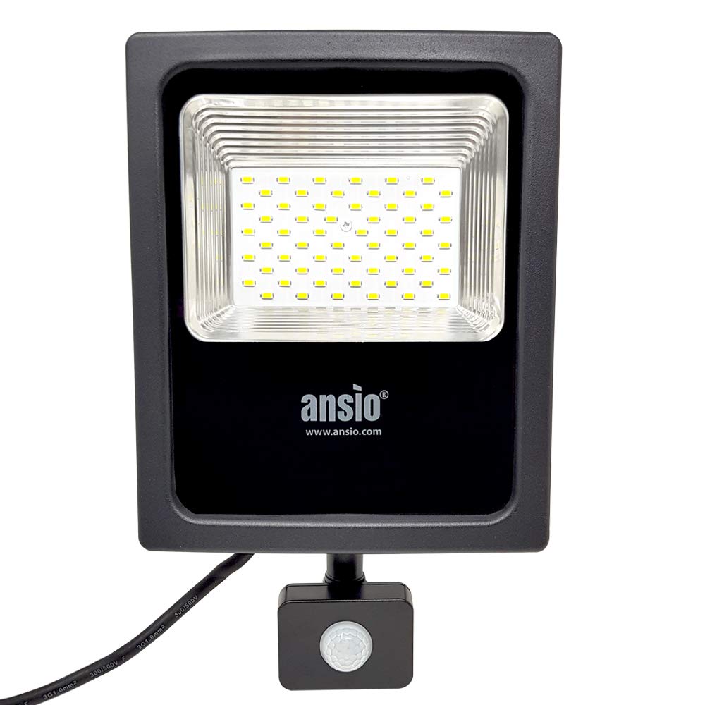 ANSIO Security Lights Outdoor Motion Sensor, 30W LED Floodlight, PIR Lights Outdoor Daywhite (5000K) 270 W Halogen Light Equivalent IP65 Waterproof, Suitable for Garden, Shed, Garage, Lawns
