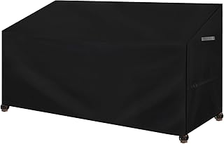 Dokon 3 Sitzer Gartenbank Schutzhülle mit Seitliche Spanngurte, Gartenbank Abdeckung Wasserdicht, Winddicht, UV-Beständig 420D Oxford Gewebe Abdeckung für Gartensofa, 165 x 67 x 65 / 91cm (Schwarz)