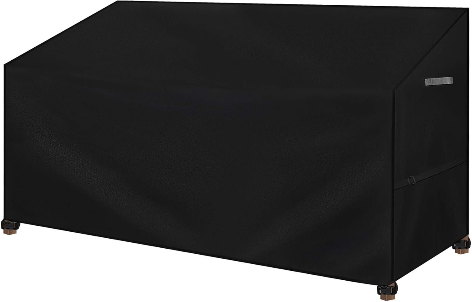 Dokon 3 Sitzer Gartenbank Schutzhülle mit Seitliche Spanngurte, Gartenbank Abdeckung Wasserdicht, Winddicht, UV-Beständig 420D Oxford Gewebe Abdeckung für Gartensofa, 165 x 67 x 65 / 91cm (Schwarz)