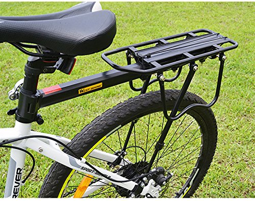 Enkrio Adjustable Bike Rear Cargo Rack Equipment Stand Footstock Bicycle Carrier Rack Bicycle Accessories Seat Post 110Lb Capacity (Black)