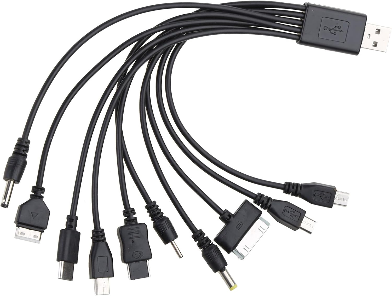 10 in 1 USB Cable for Smartphone Charging 20cm / 7.87in to Multi Plug Phone