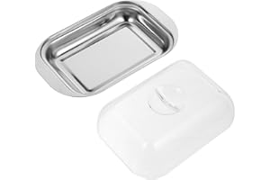 GETAJGHSD Stainless Steel Butter Dish with Lid, Round Covered Butter Plate for Home Use, Cheese Fruit Holder