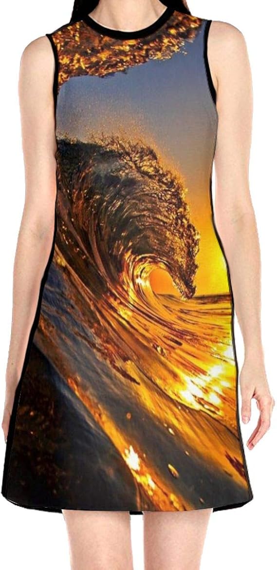 Amazon Co Jp ブラックローズ 花柄ワンピース ワンピース 夕焼け波 レディース カジュアル 夏服 スカート 服 ファッション小物