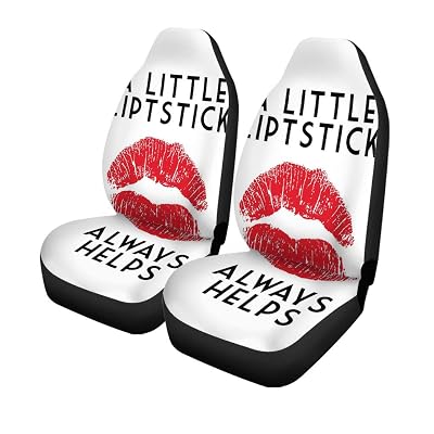 Pinbeam Car Seat Covers Chanel Funny Red Lipstick Mark Little Always Helps Meme Set of 2 Auto Accessories Protectors Car Decor Universal Fit for Car