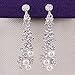 Grace Jun Luxury Bridal Rhinestone Clip on Earrings Non Piercing for Women Large Statement Earrings (Silver ear clip)