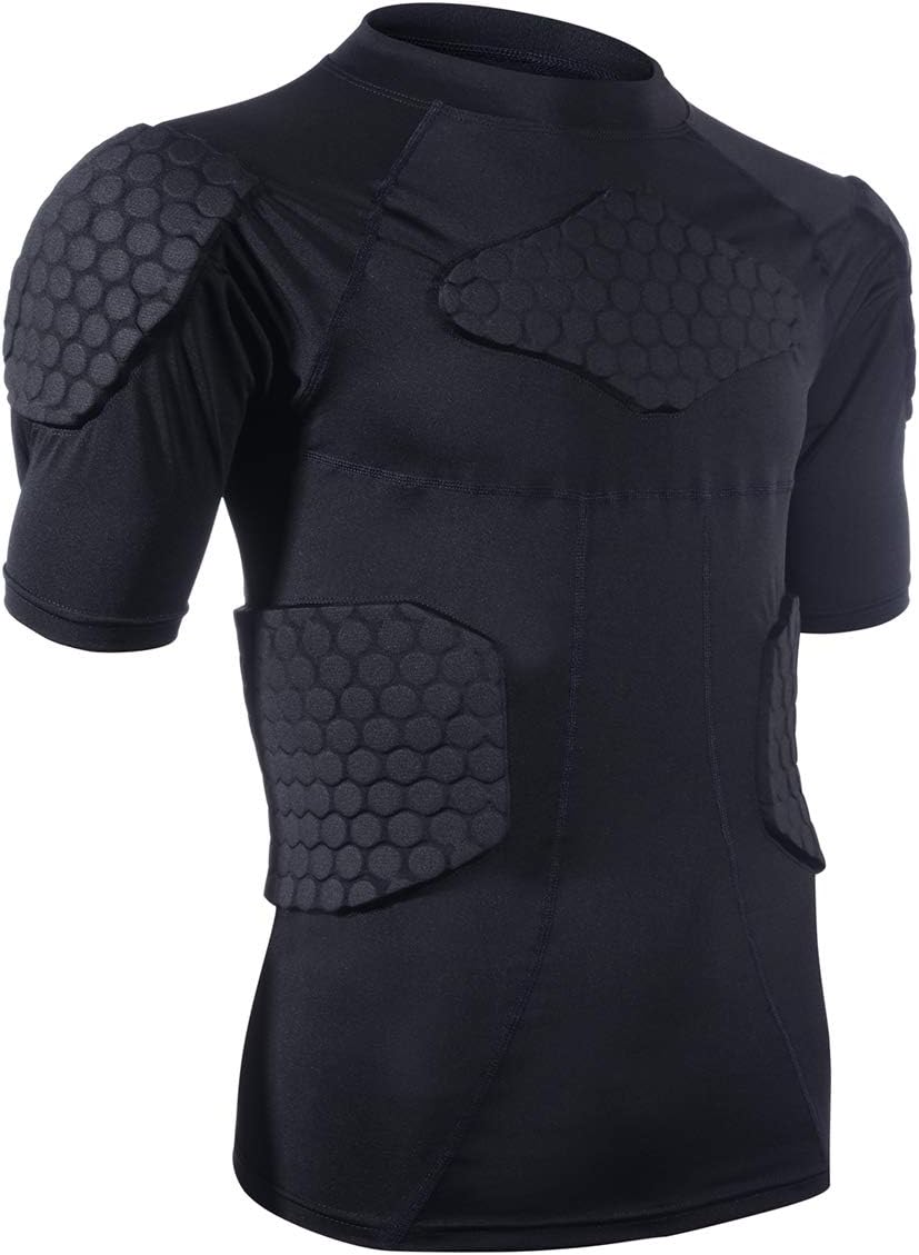 Men's Sports Shock Rash Guard Compression Padded Shirt Soccer Basketball Protective Gear Chest Rib Guards : Sports & Outdoors