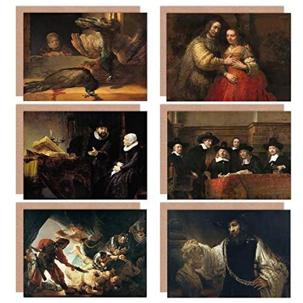 Artery8 Rembrandt Aristotle Staalmeester Portret Blinding Samson Preacher Peacocks Fine Art Greeting Card Pack of 6