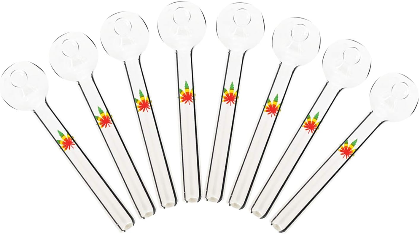 YYOLOS - 8PCS Handmade Oil Glass Rainbow Leaf Style 4Inch (BSR Burner Set)