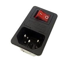3 Pin IEC320 C14 Inlet Male Plug Power Socket Red