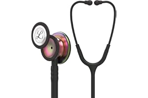 3M Littmann Classic III Monitoring Stethoscope, 5870, More Than 2X as Loud, Weighs Less, Stainless Steel Rainbow-Finish Chestpiece, 27" Black Tube, Stem and Headset