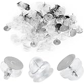 Biaungdo 50 Pcs Rubber Lapel Pin Backs with Lapel Pins, Clear, 10mm | Plastic Box Included, Butterfly Clutch Pin Backings Cap Keepers Tie Tack Pins Backs Holder Replacement for Uniform Badges