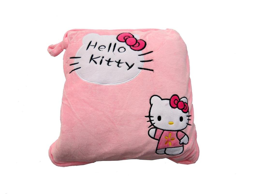 Cloud 9 Hello Kitty Plush Pillow Cum Warm Blanket For Girls