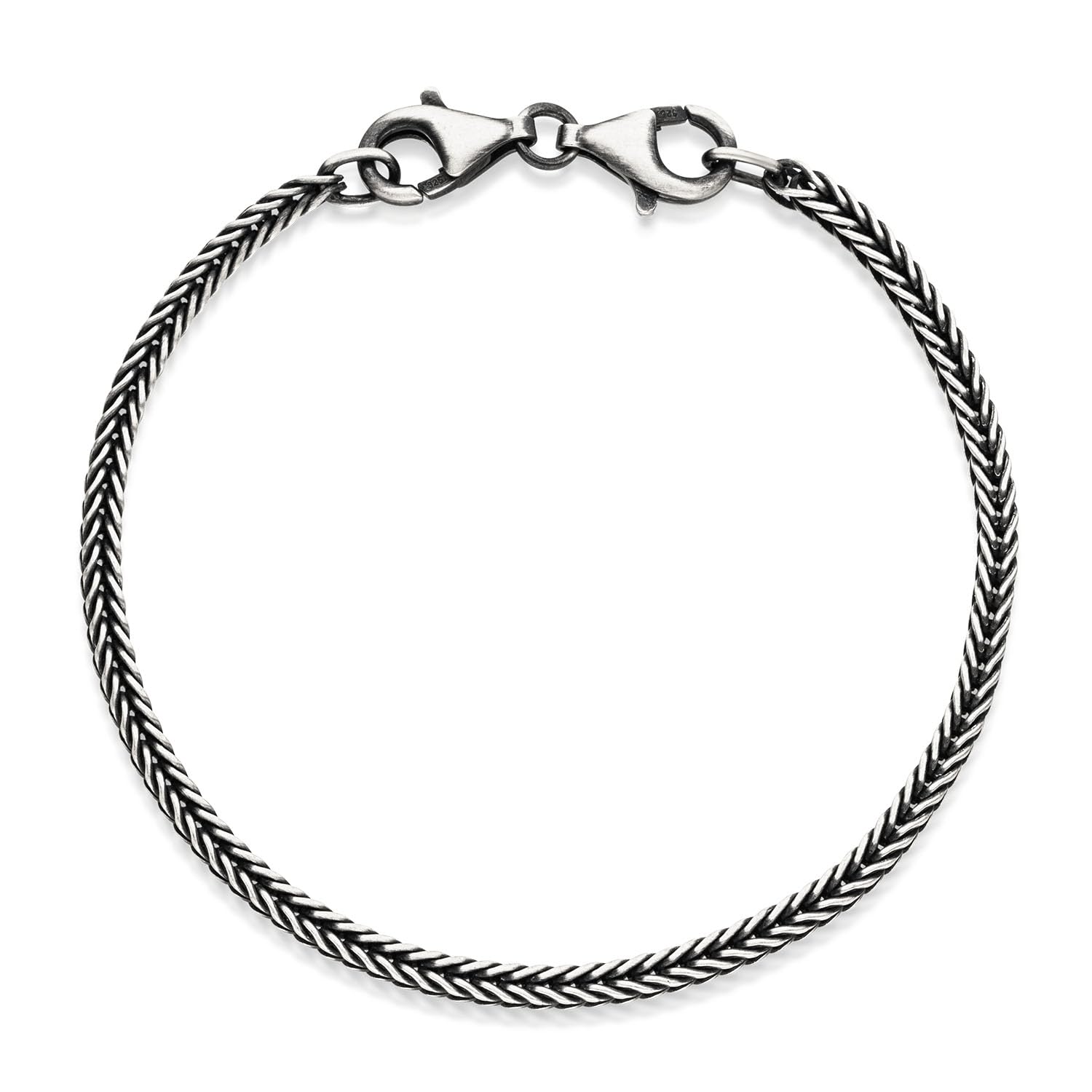 MATERIA by Matthias Wagner Beads Bracelet Antique Silver 925 with Double Lobster Clasp 17-22 cm, 17 centimeters, Sterling Silver