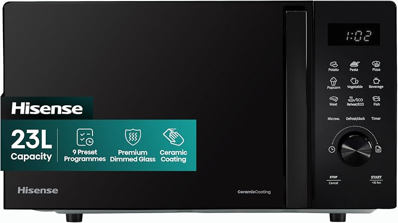 Hisense H23MOBSD1HUK 23L 800W Microwave Auto Defrost Digital Display