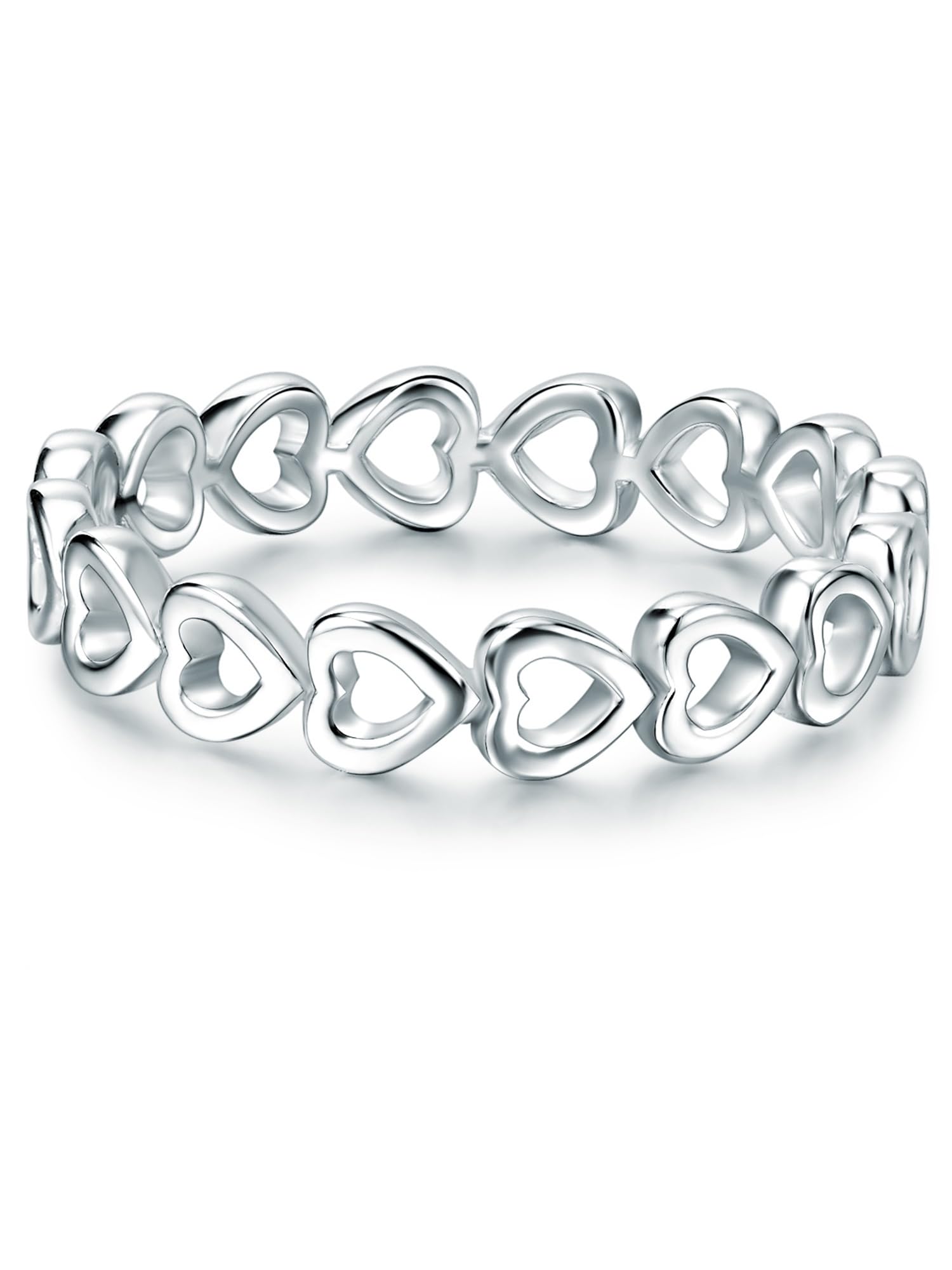 Trilani Female 925/- Sterling Silver Band Ring Hearts Motif Ring