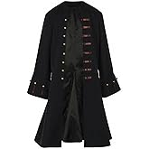Men Pirate Coat Jacket Costume Medieval Steampunk Vintage Frock Tailcoat Halloween Pirate Cosplay