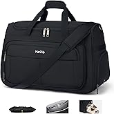 HanTrip Carry on Duffel Bag Foldable Duffle Bags for Travel, Large Personal Item Bags for Airplanes, Weekender Overnight Mens Travel Tote Bag for Women Softside Carry on Luggage (Black)