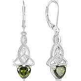 Rocayi Infinity Celtic Knot Earrings 925 Sterling Silver Dangle Drop Leverback Earrings Birthstone Jewelry Gifts for Women