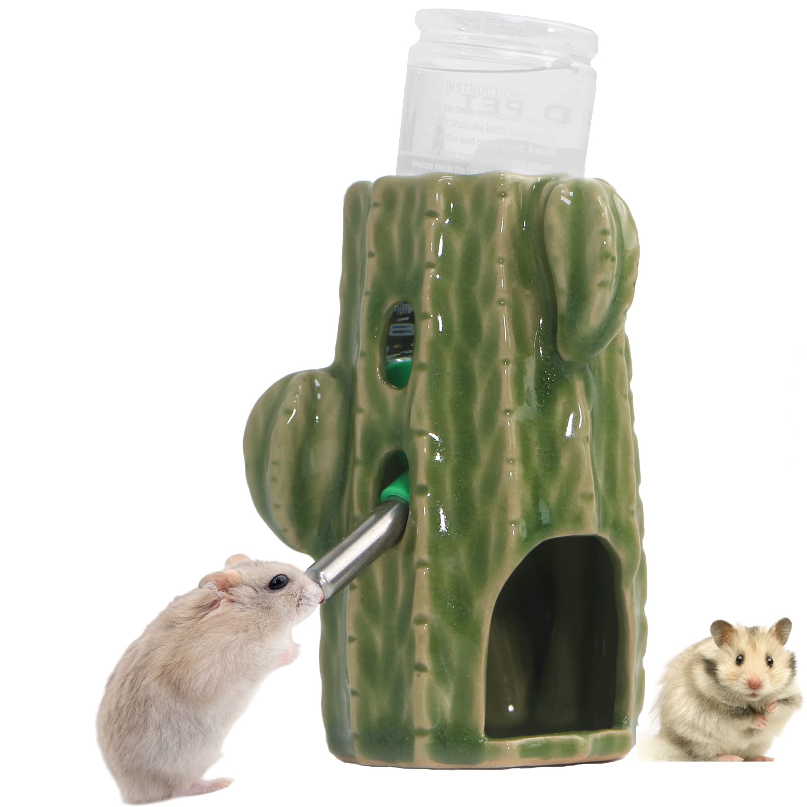 Photo 1 of Deapeey Hamster Water Bottle for Glass Tank, 3-in-1 Adjustable Ceramic Cactus Water Bottle Stand with Holder Dispenser 80ML No Drip for Syrian Dwarf Mice Rat Gerbil Guinea Pig