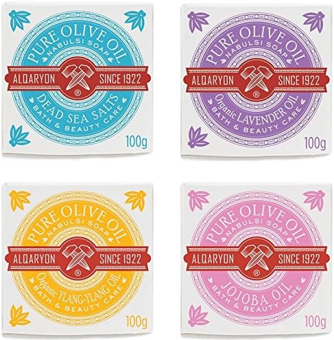 Bulk Pack 4x4x100g: Pure Olive Oil Bar Soaps (Dead Sea Salts, Ylang-Ylang Oil, Lavender Oil, and Jojoba Oil), Bath & Body Wash, Pack of 16 Bars
