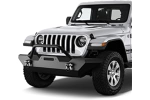 KYX Front Bumper for 2018 2019 2020 2021 2022 2023 Wrangler JL Off-Road Rock Crawler Bull Bar Grille Guard with Winch Plate and D-Rings, Heavy Duty Black Textured