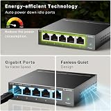 TP-Link TL-SG105S 5 Port Gigabit Switch 1 to 4 Splitter Desktop Wall-Mount view 2