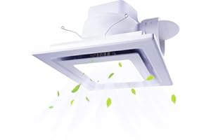 Yopmb Bathroom Exhaust Fan with LED Light ，Square Ceiling Mount Quiet Exhaust Fan for Shower/Bathroom/Office/Home/Restroom，1.0 Sones 110 CFM 110V 4" Duct, White