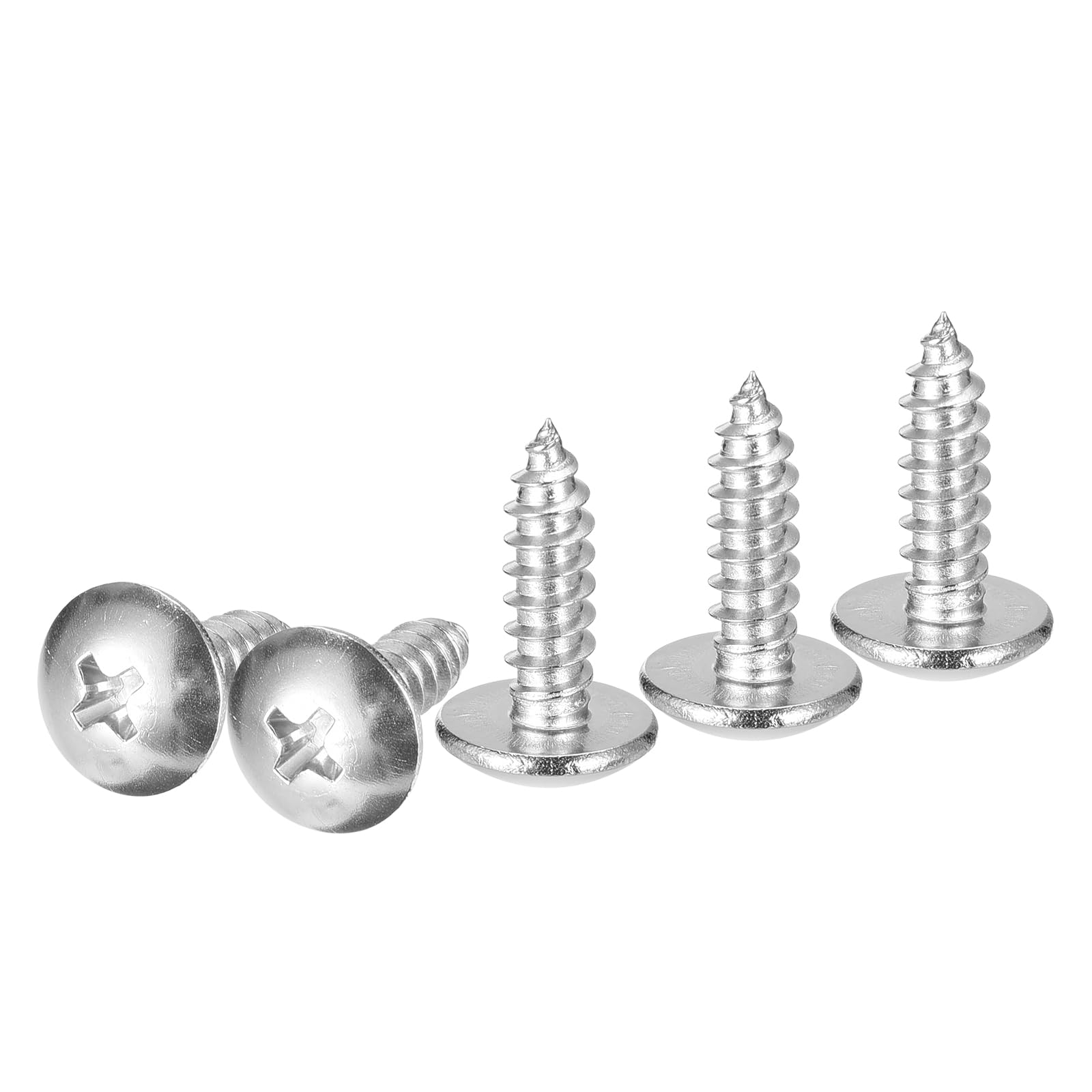 DTGN #10x5/8 Sheet Metal Screws - 100 Pack - for Wood, Furniture - 304 Stainless Steel Phillips Truss Head Self Tapping Tip Wood Screws - Silver