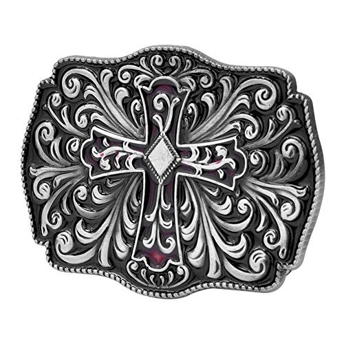 Cross Crucifix Artistic Belt Buckle Black Red (OC-054)