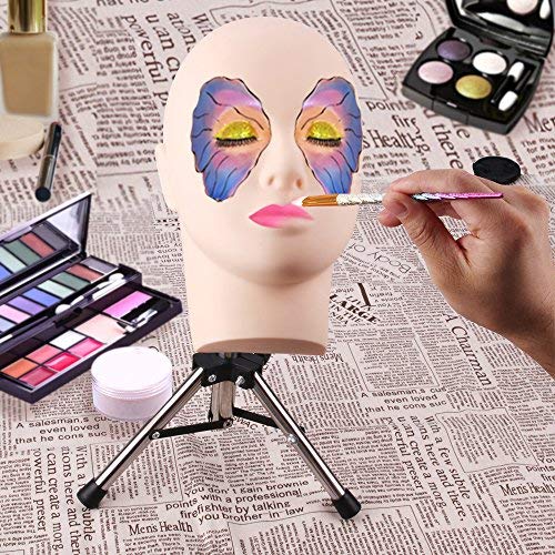 WAM Direct Mini Mannequin Head Holder Tripod Stand,Adjustable Training Doll Head Stand Mannequin Manikin Head Tripod Wig Stand