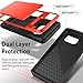 For Galaxy S6 Edge + Plus Case,JOBSS [Card Pocket] Shockproof Dual Protective Shell Rubber Bumper with Card Holder Slot Wallet Case Cover Shell For Samsung Galaxy S6 Edge Plus G928 G9287[Red]