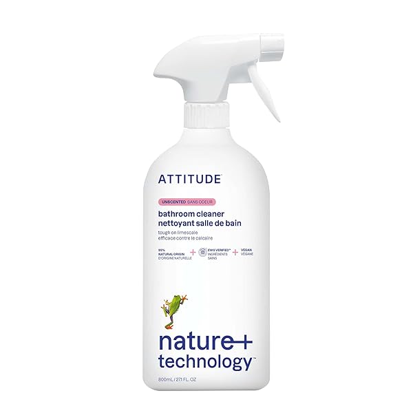 ATTITUDE BATHROOM CLEANER, EWG VERIFIED, PLANT- AND MINERAL-BASED, VEGAN HOUSEHOLD PRODUCTS, UNSCENTED, 27.1 FL OZ