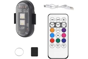 RIDLOG 1PCS Wireless LED Strobe Lights with Remote Control，8 Colors IP65 Waterproof Anti-Collision USB Charing Led Warning Lights for Car Drone Truck Motorcycle Aircraft Bike