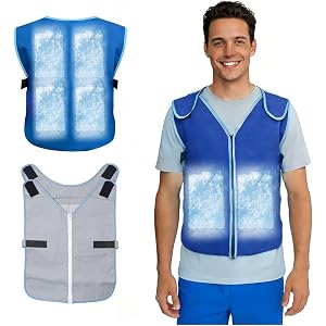 Gemichatgrok Cooling Vest, For Men for women,20pcs Ice Pack Pockets(grey) | 20pcs Ice Pack Pockets, Cycling Riding