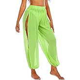 American Trends Womens Swimsuits Cover Up Pants for Women Ruffle High Waist Swimwear Pants Sheer Beach Bikini Bottoms