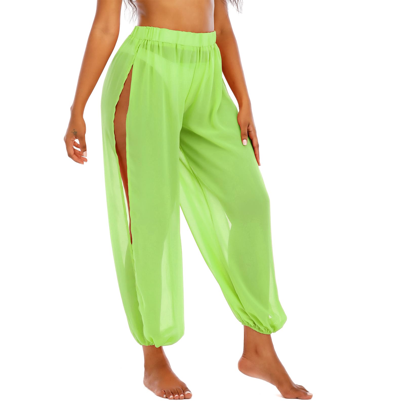 Photo 1 of Women Bathing Suit Cover Up Pants Rave Pants for Women Festival Swimsuit Rave Outfits Bikini Bottoms Neon Green S