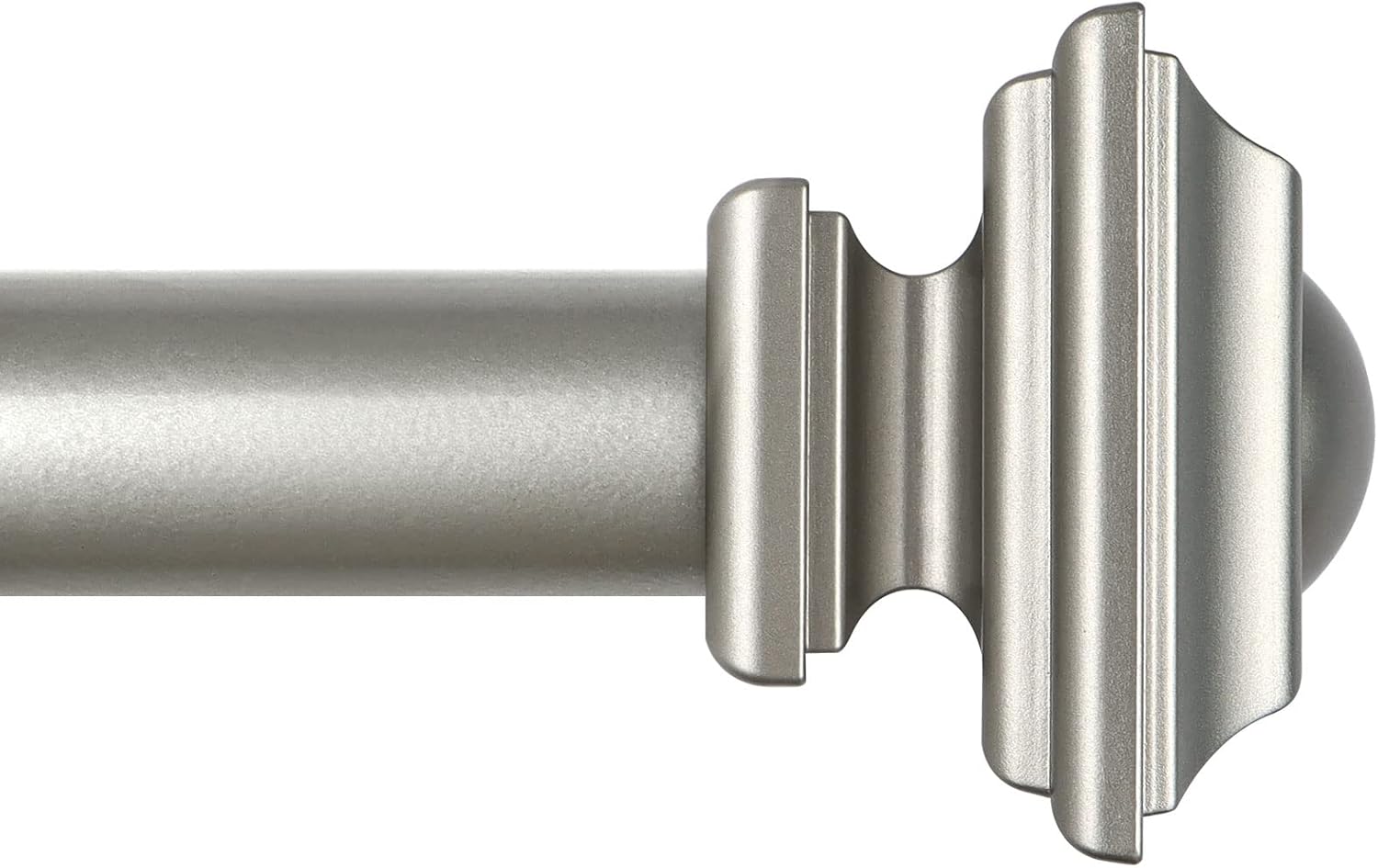 Window Treatment Hardware - KAMANINA 1 Inch Curtain Rod 32 to 58 Inches (2.6-4.8ft), Antique Silver Single Drapery Rods for Windows, Square Finials