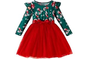 VARMILO Toddler Girls Dresses Long Sleeve A-Line Swing Christmas Dress with Belt,for Xmas,New Year Party,Family Gathering