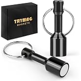 TRYMAG 2 Pack Magnet Key Chain Gold Testing Kit, Black | Magnetic Key Holder Silver Tester for Jewelry Test Rare Earth Magnets Precious Metal Keychain Pocket Ring Small Neodymium