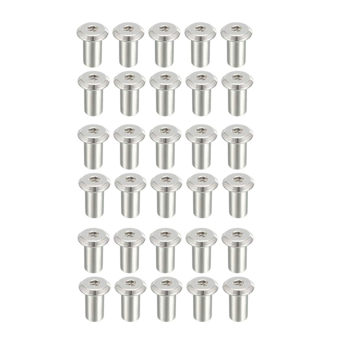 sourcing map M6x15mm Hex Socket Head Insert Nut Screw Post Sleeve Nut for Furniture 30pcs
