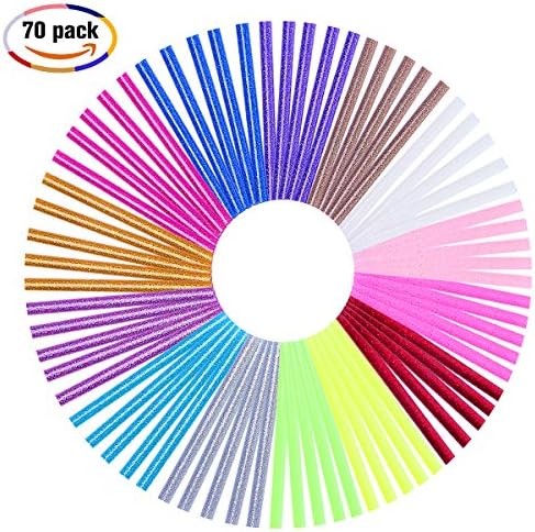 Multicolored Hot Gule Gun Sticks Glitter 70pcs 14 Color Hot Glue Gun Sticks by JESTEK Hot Melt Glue Sticks Mini 7mm x 10cm For DIY Art Craft/PDR
