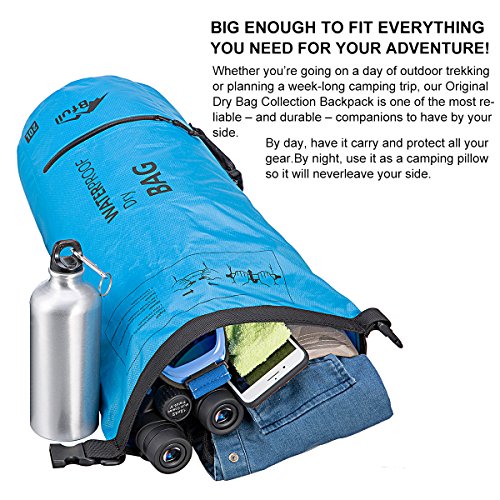 BFULL Waterproof Dry Bag 10L/20L [Lightweight Compact] Roll Top Water Proof Backpack with 2 Exterior Zip Pocket for Kayaking, Boating, Duffle, Camping, Floating, Rafting, Fishing - Thumbnail 5