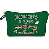 Livel lhood Mahjong Pattern Makeup Bag Chinese Mahjong Small Organizer Zipper Pouch Happiness Is Playing Mahjong Cosmetic Bag Birthday Present for Mahjong Lovers Women Friends