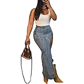 Molisry Women’s High Split Denim Maxi Skirt Frayed High Waisted Sexy Summer Irregular Jeans Skirt Streetwear