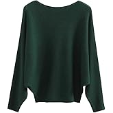 Women Lightweight Oversized Sweaters Tops Batwing Sleeves Knitted Dolman Pullovers