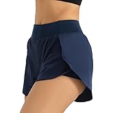 YCJMEIZZAO 2 in 1 Women's Lightweight Running Shorts Workout Athletic Short for Gym Yoga with Liner Pocket